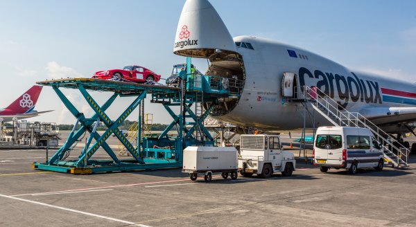 Cargolux's cargo plane with its unique nose door, 