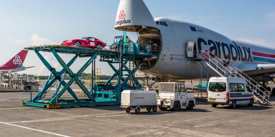 Cargolux's cargo plane with its unique nose door, 