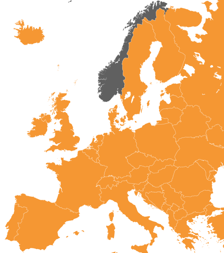 Norgeskort over Europa
